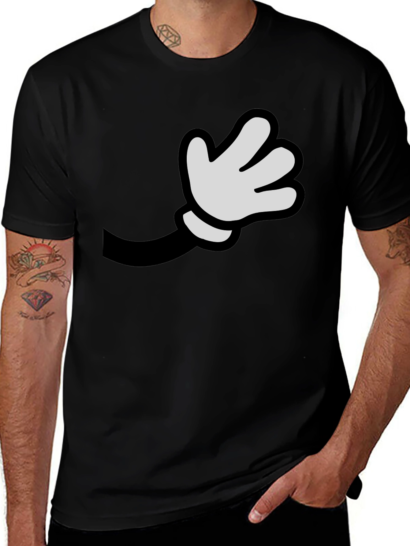 Cartoon Hand Graphic Black Tee