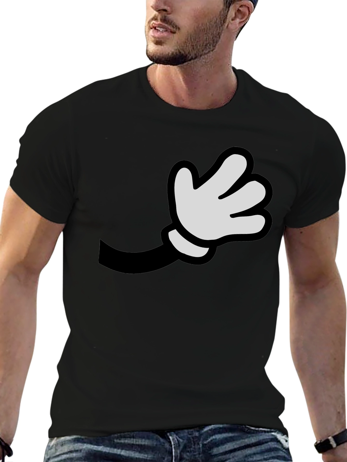 Cartoon Hand Graphic Black Tee