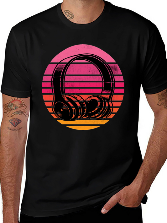 Retro Sunset Headphones Graphic Tee