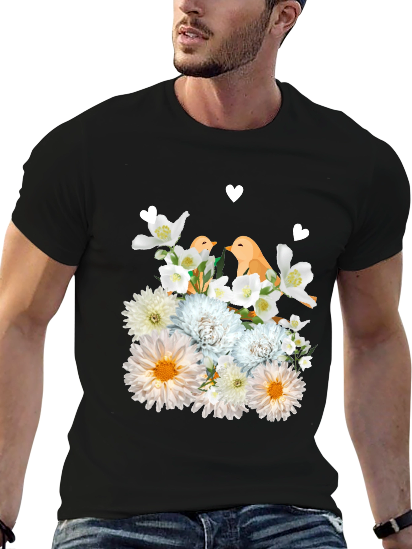 Floral Bird Graphic T-Shirt - Soft Cotton Blend