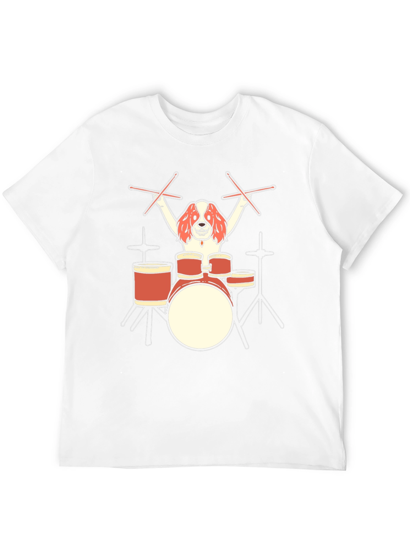 Dog Drummer Graphic T-Shirt - Black Cotton Tee