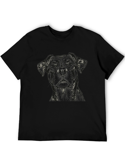 Dog Sketch Graphic Print Tee - Mens Black T-Shirt