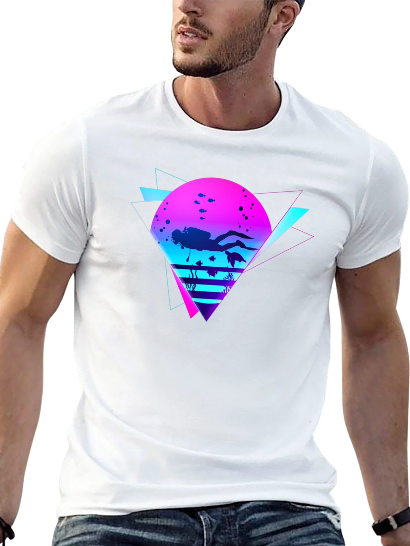 Retro Diver Graphic Tee - Black