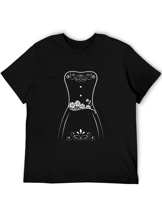 Floral Corset Graphic Tee - Stylish Black T-Shirt