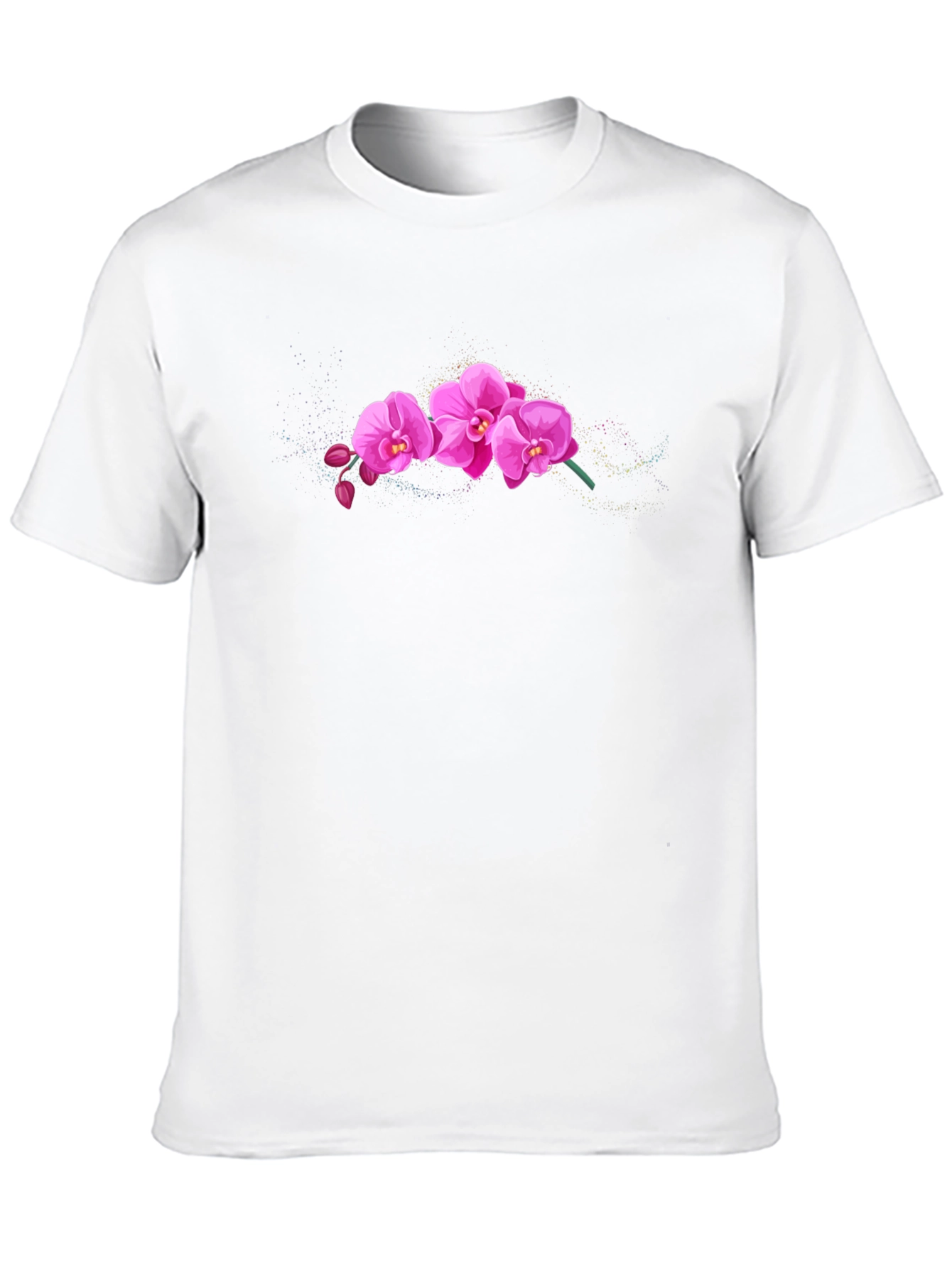 Pink Orchid Graphic Black T-Shirt