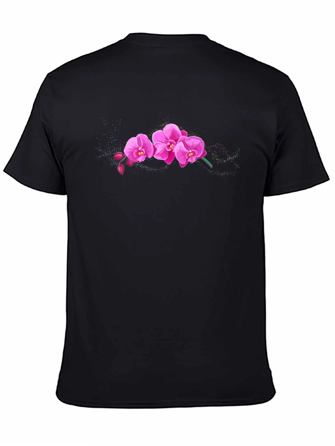 Pink Orchid Graphic Black T-Shirt