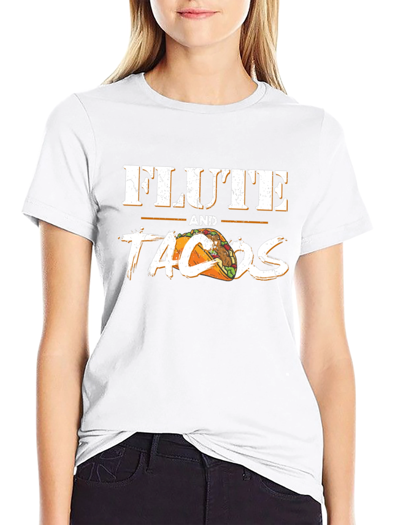 Flute and Tacos Black Graphic Tee