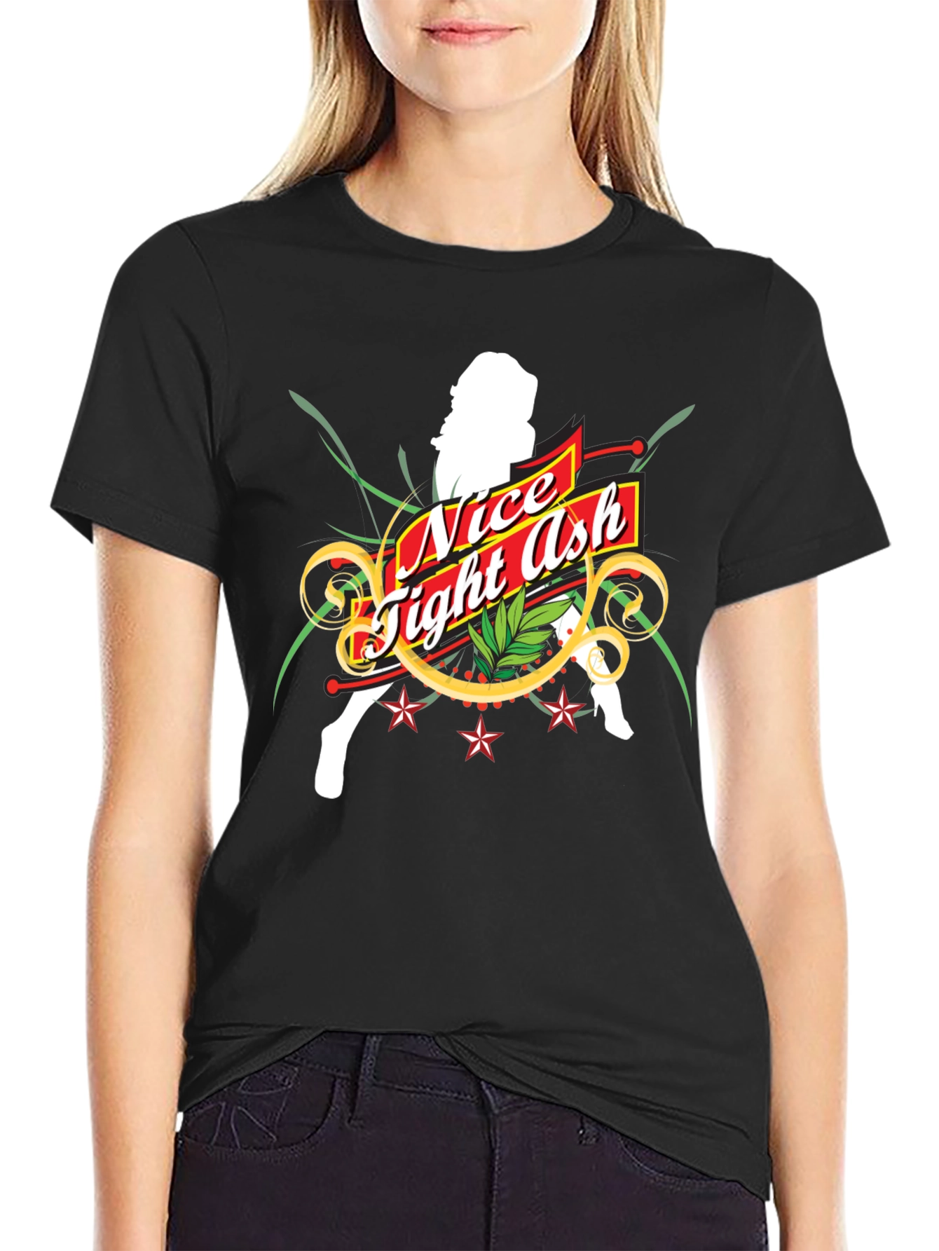 Nice Tight Ash Graphic T-Shirt - Bold Black Tee
