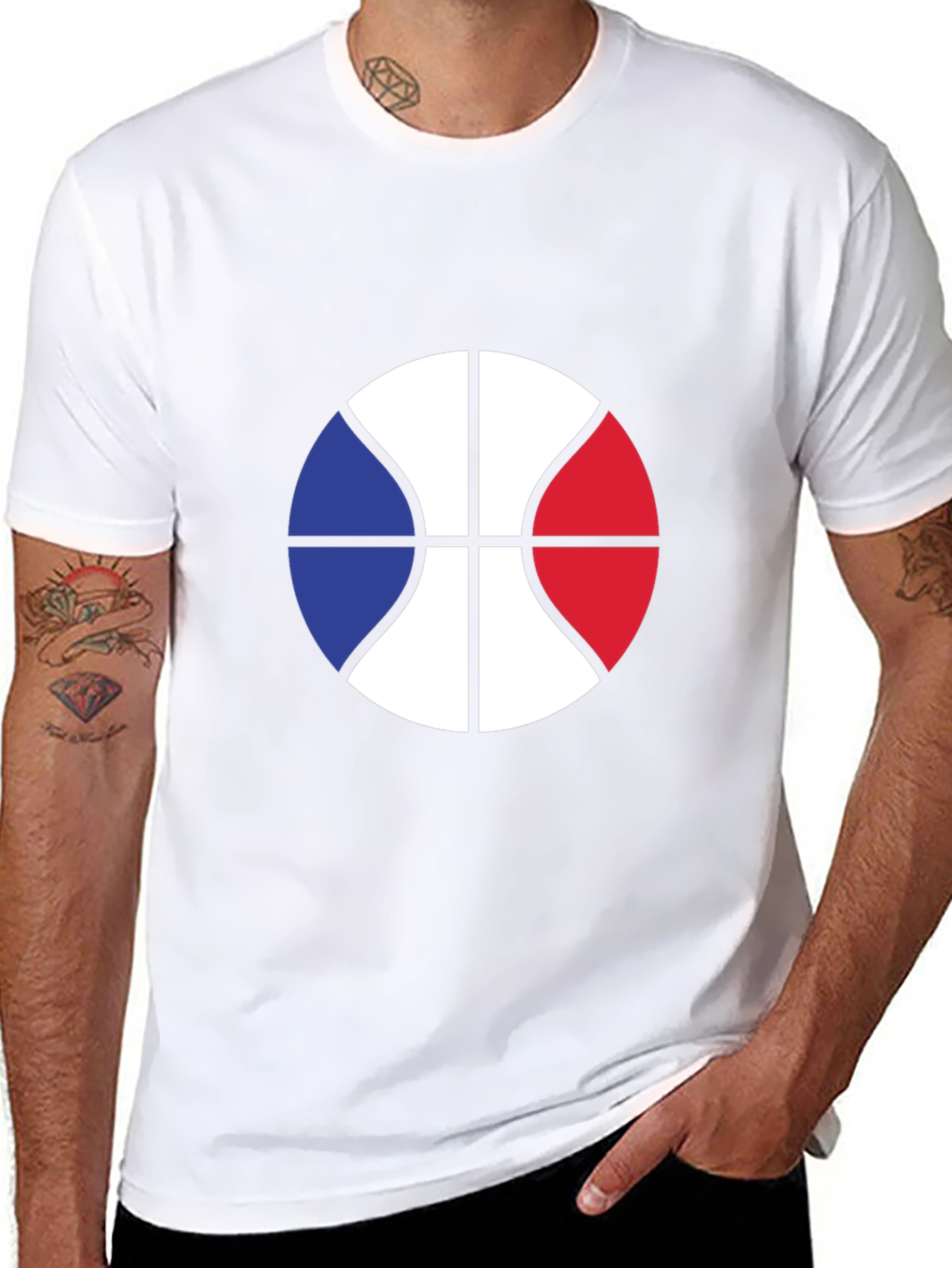 French Basketball Graphic Tee - Black Cotton Blend