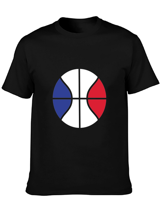 French Basketball Graphic Tee - Black Cotton Blend