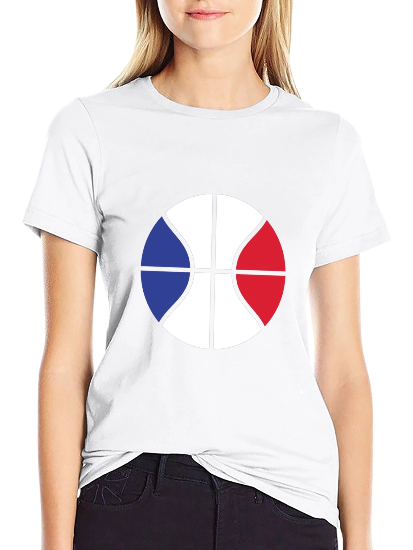 French Basketball Graphic Tee - Black Cotton Blend