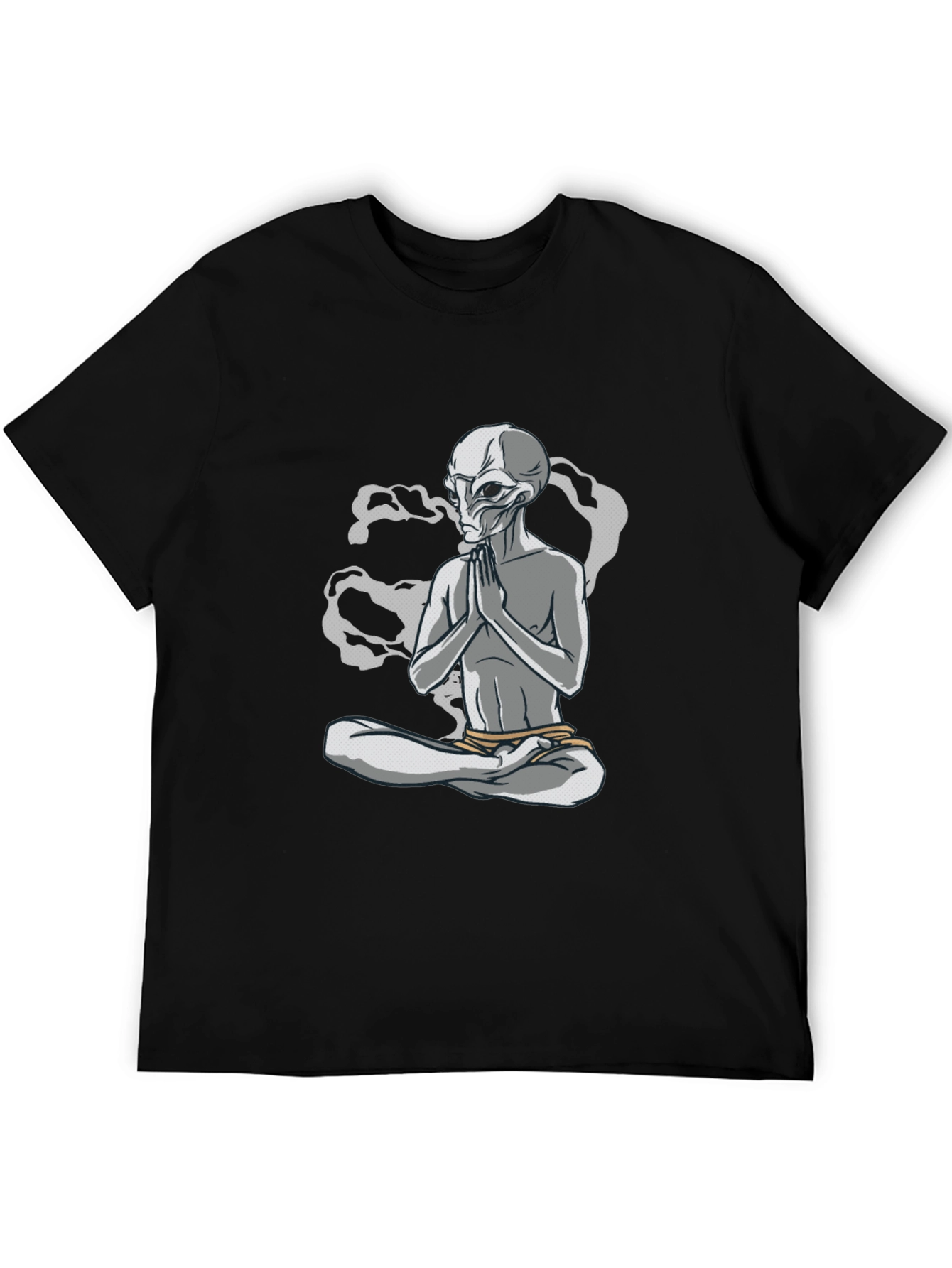Meditating Alien T-Shirt - Cosmic Comfort