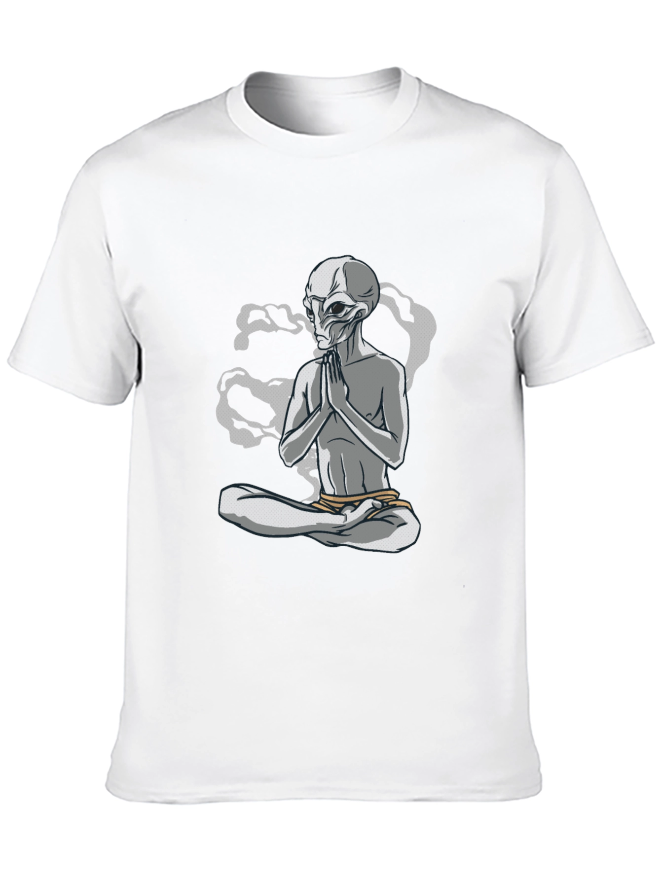 Meditating Alien T-Shirt - Cosmic Comfort