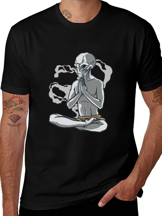 Meditating Alien T-Shirt - Cosmic Comfort