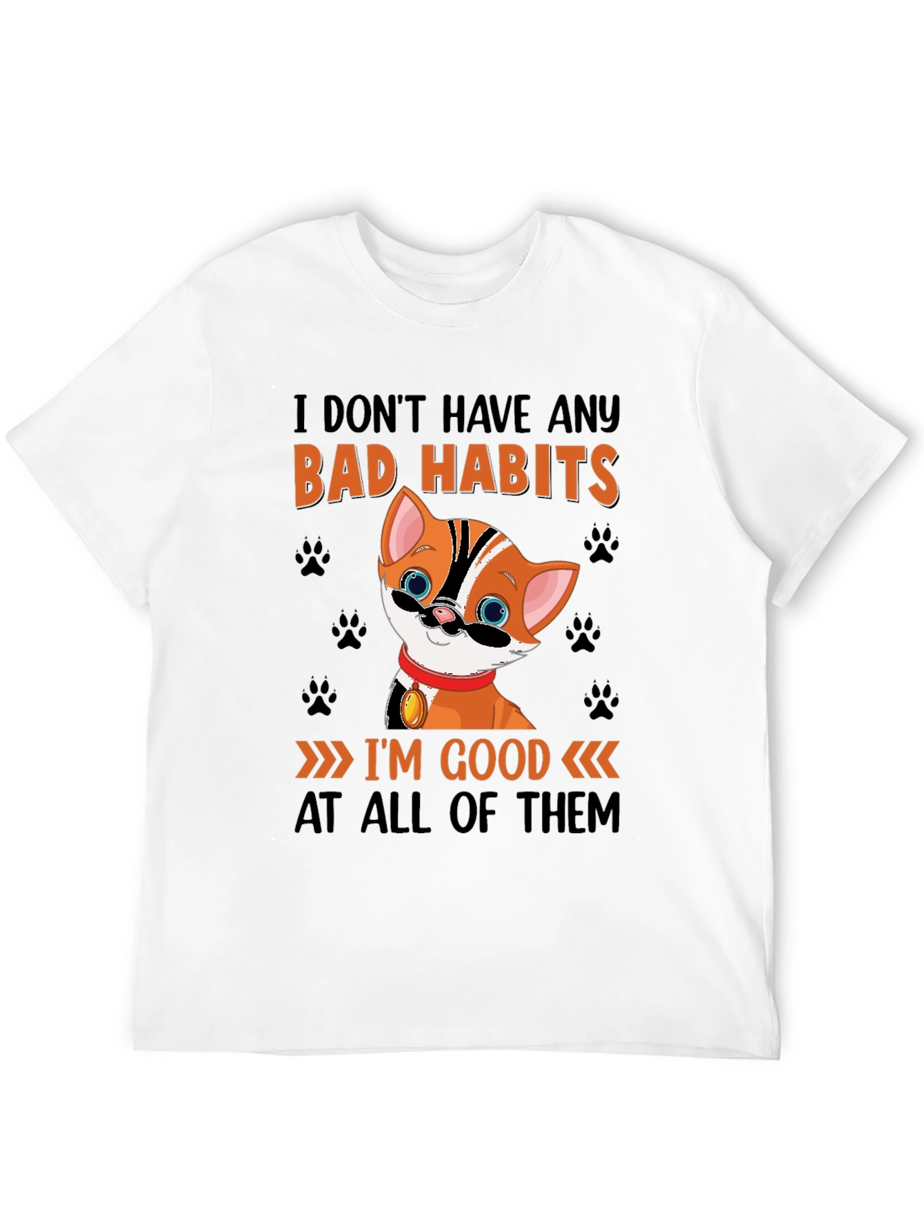 Funny Cat Bad Habits Graphic T-Shirt