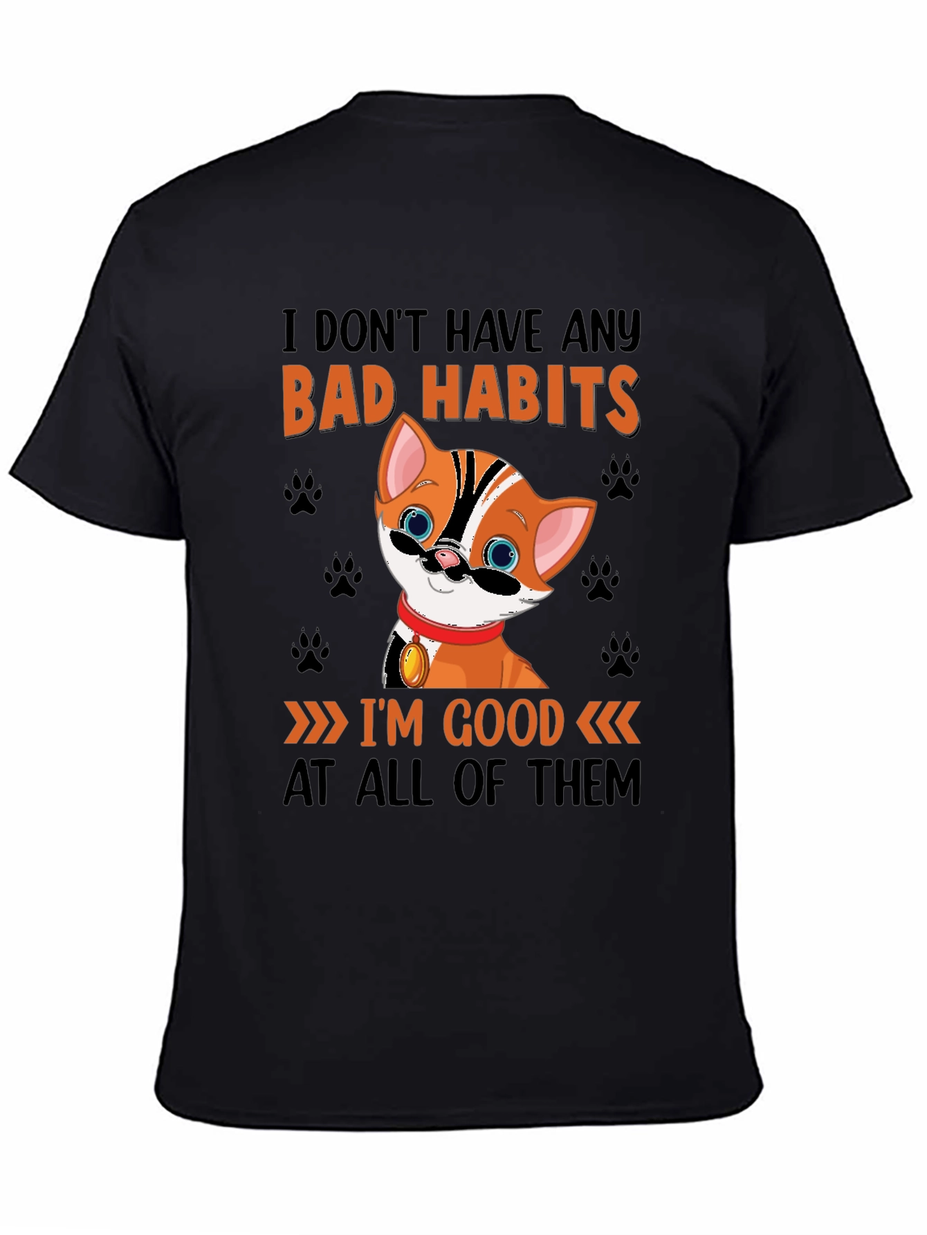 Funny Cat Bad Habits Graphic T-Shirt