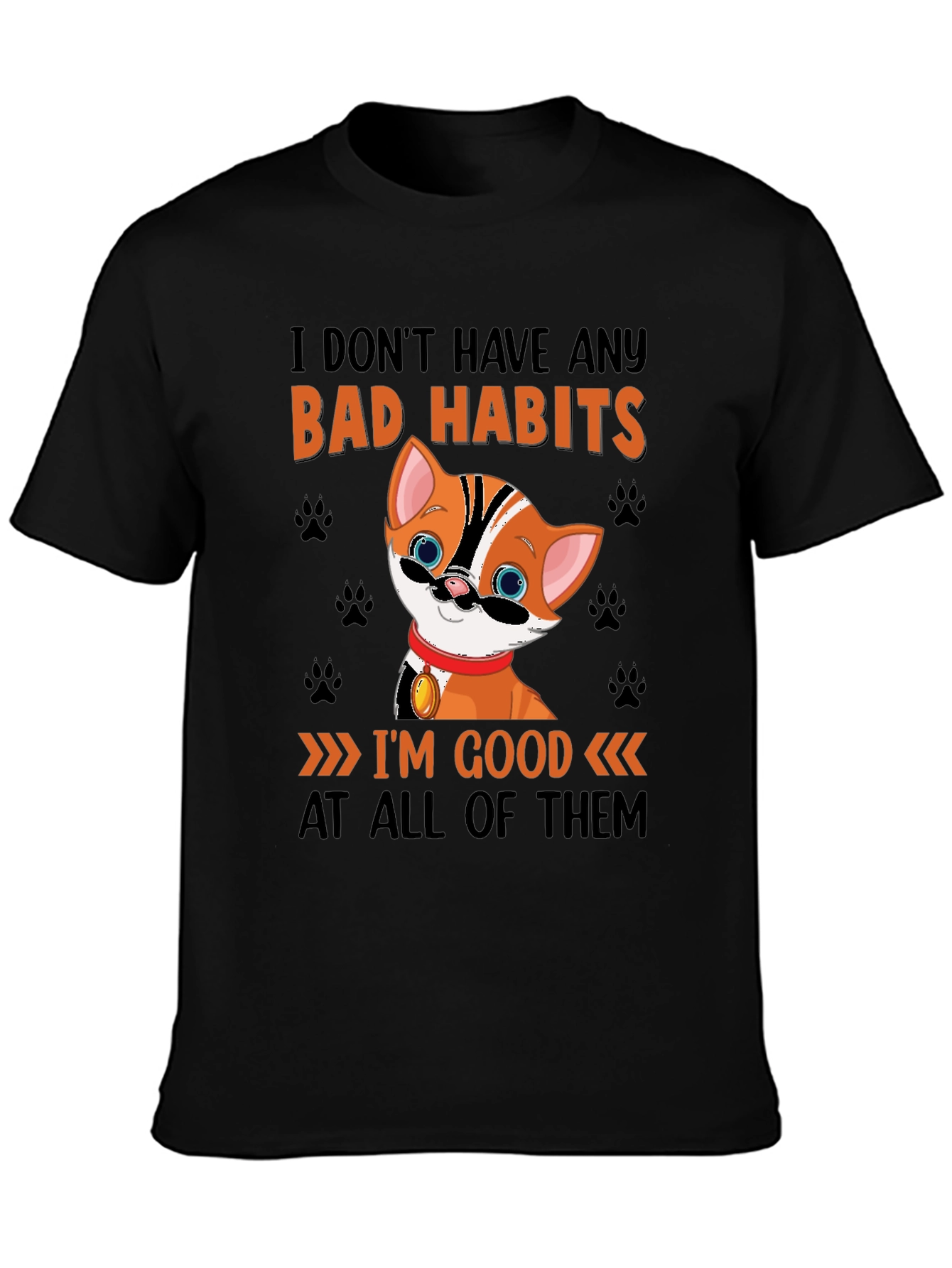 Funny Cat Bad Habits Graphic T-Shirt