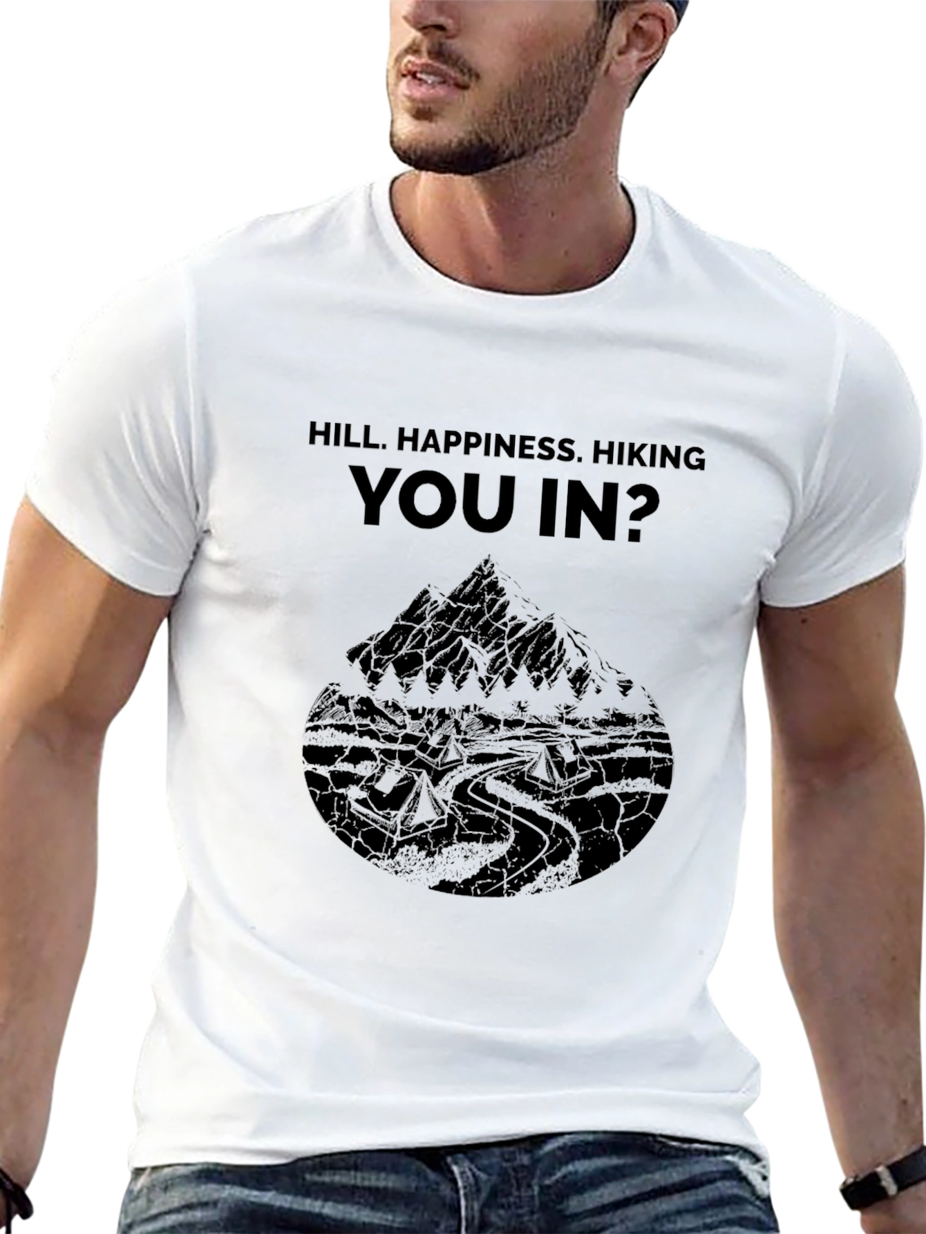 Hill Happiness Hiking You In? Black Tee