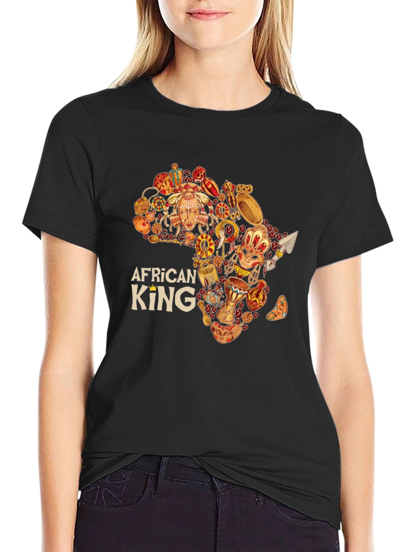 African King Black Graphic Tee