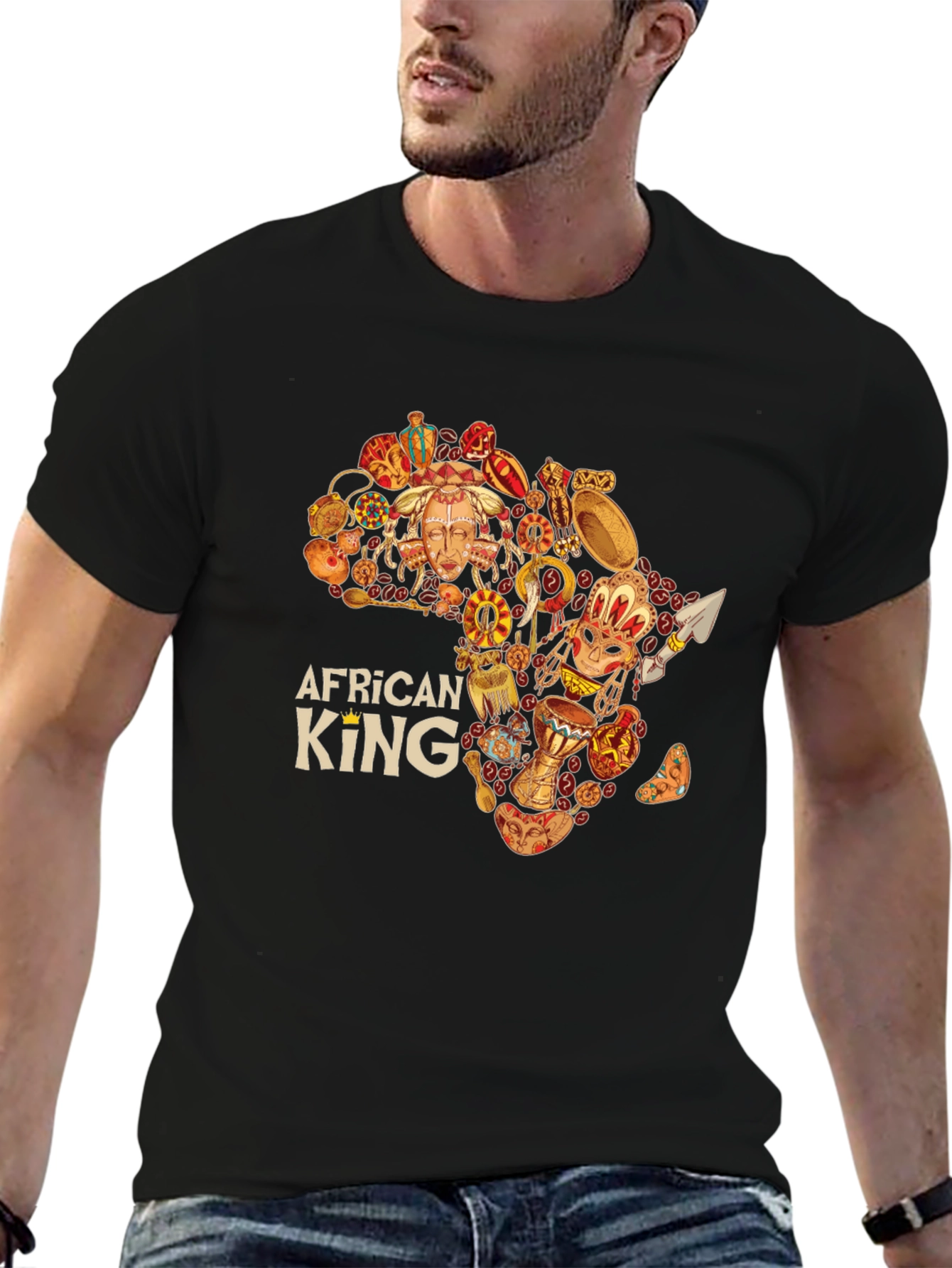 African King Black Graphic Tee