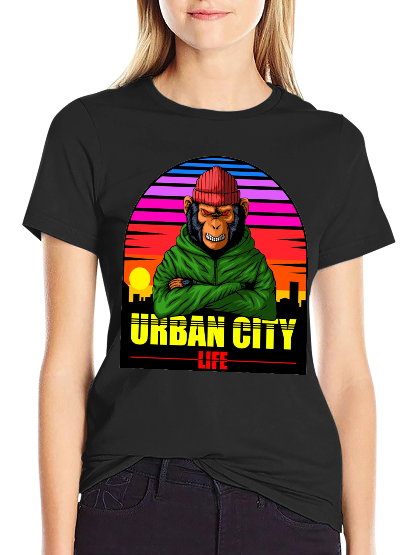 Urban City Life Monkey Graphic Tee