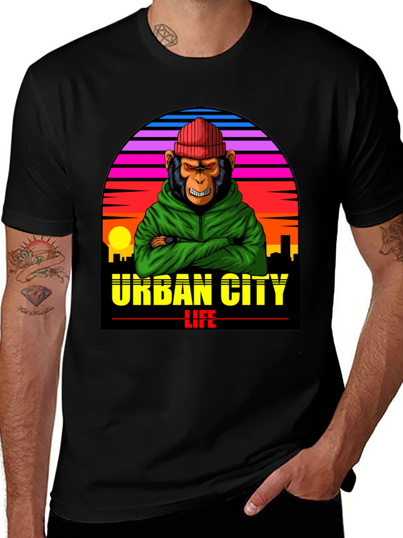 Urban City Life Monkey Graphic Tee