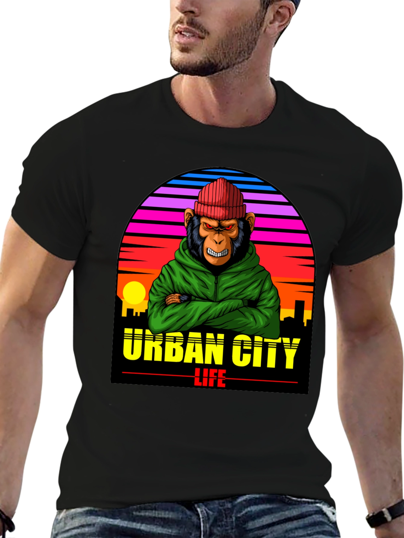Urban City Life Monkey Graphic Tee