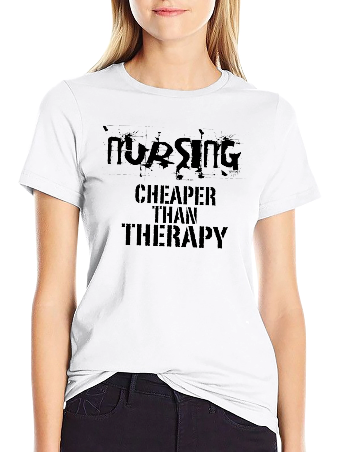 Nursing Cheaper Than Therapy Black T-Shirt