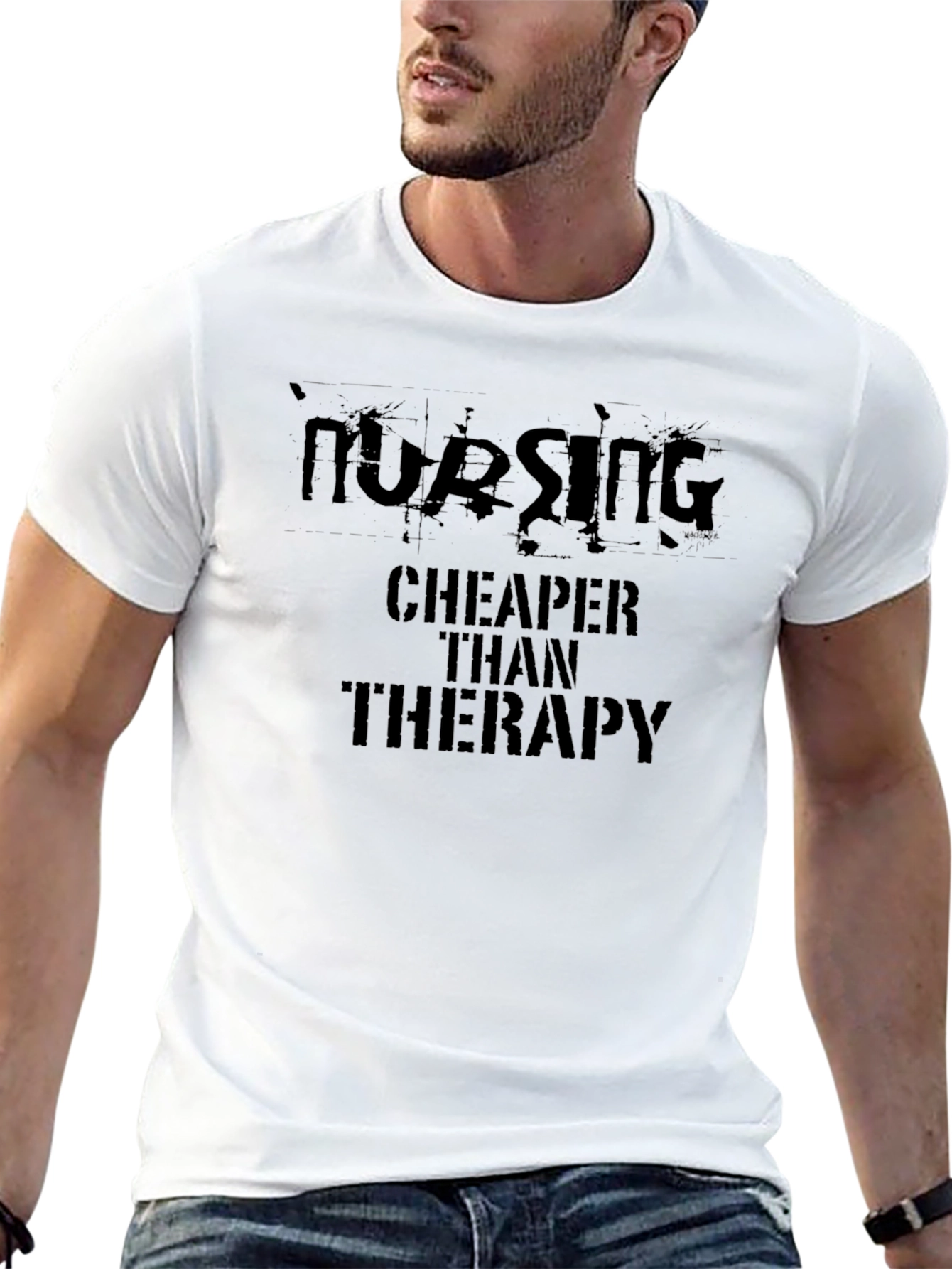 Nursing Cheaper Than Therapy Black T-Shirt