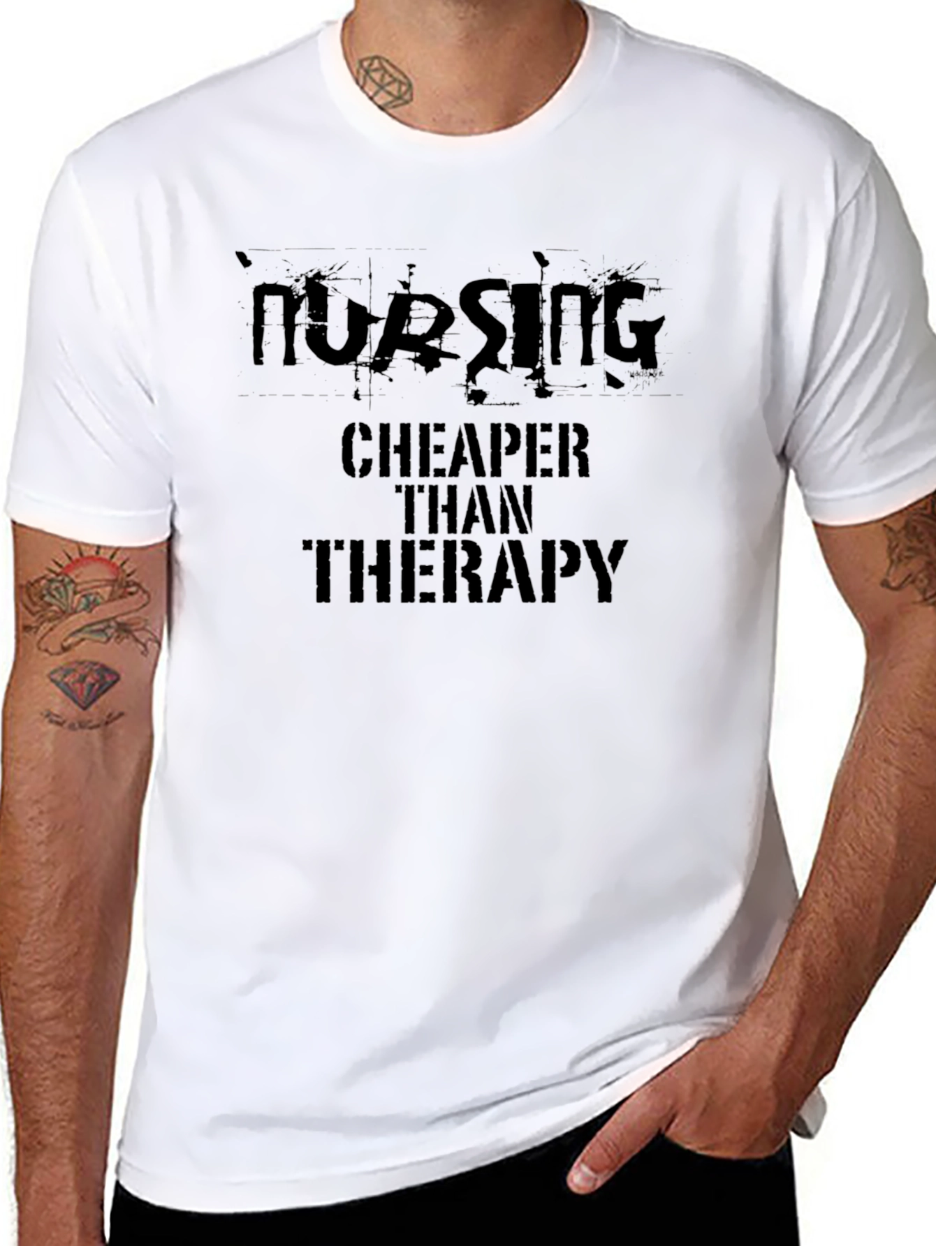 Nursing Cheaper Than Therapy Black T-Shirt