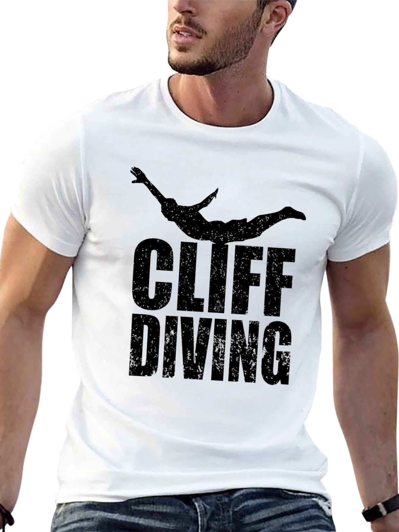 Cliff Diving Graphic T-Shirt - Black