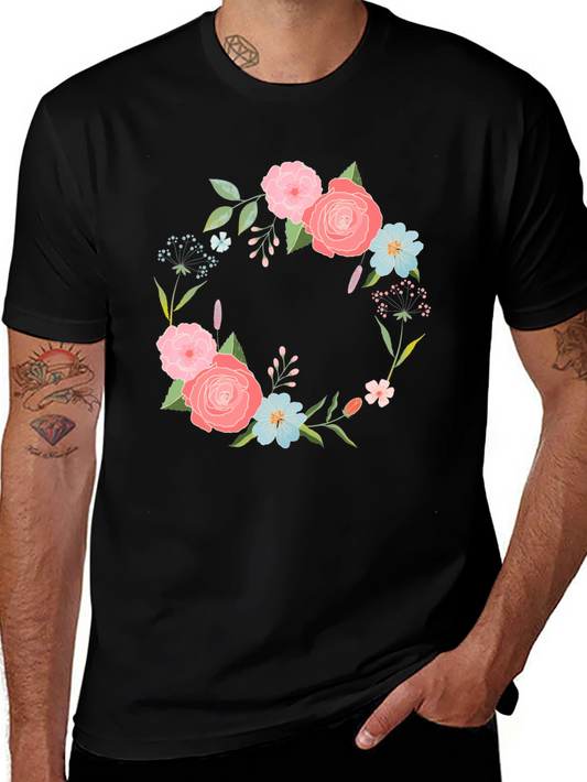 Floral Wreath Graphic Tee - Stylish & Comfortable