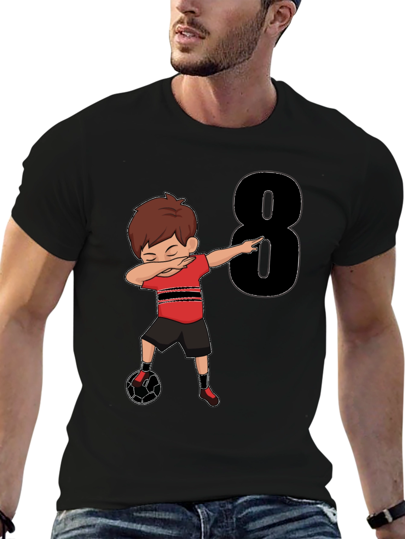 Boys 8th Birthday Soccer Dab T-Shirt