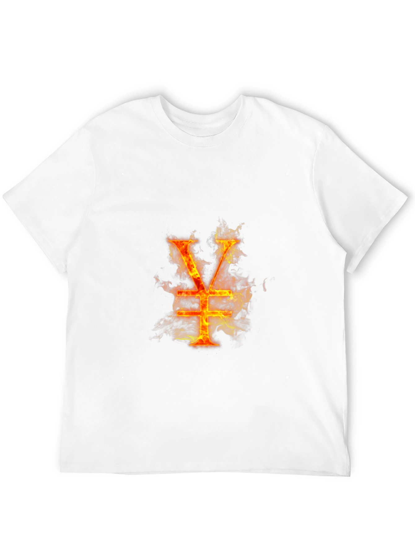 Fiery Yen Symbol Graphic Tee - Black Cotton