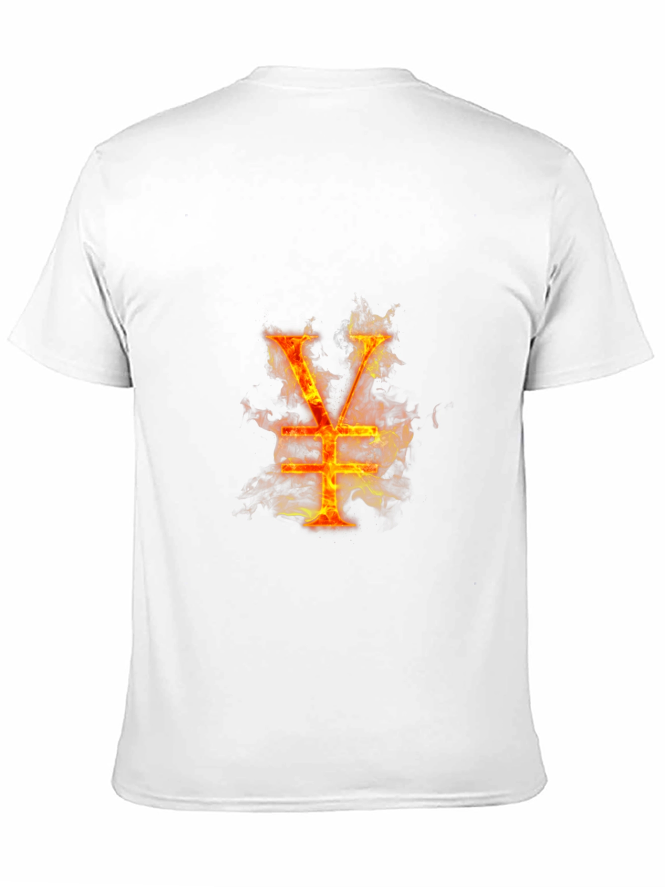 Fiery Yen Symbol Graphic Tee - Black Cotton