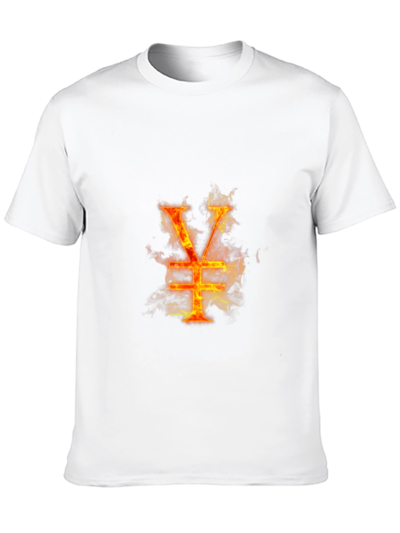 Fiery Yen Symbol Graphic Tee - Black Cotton