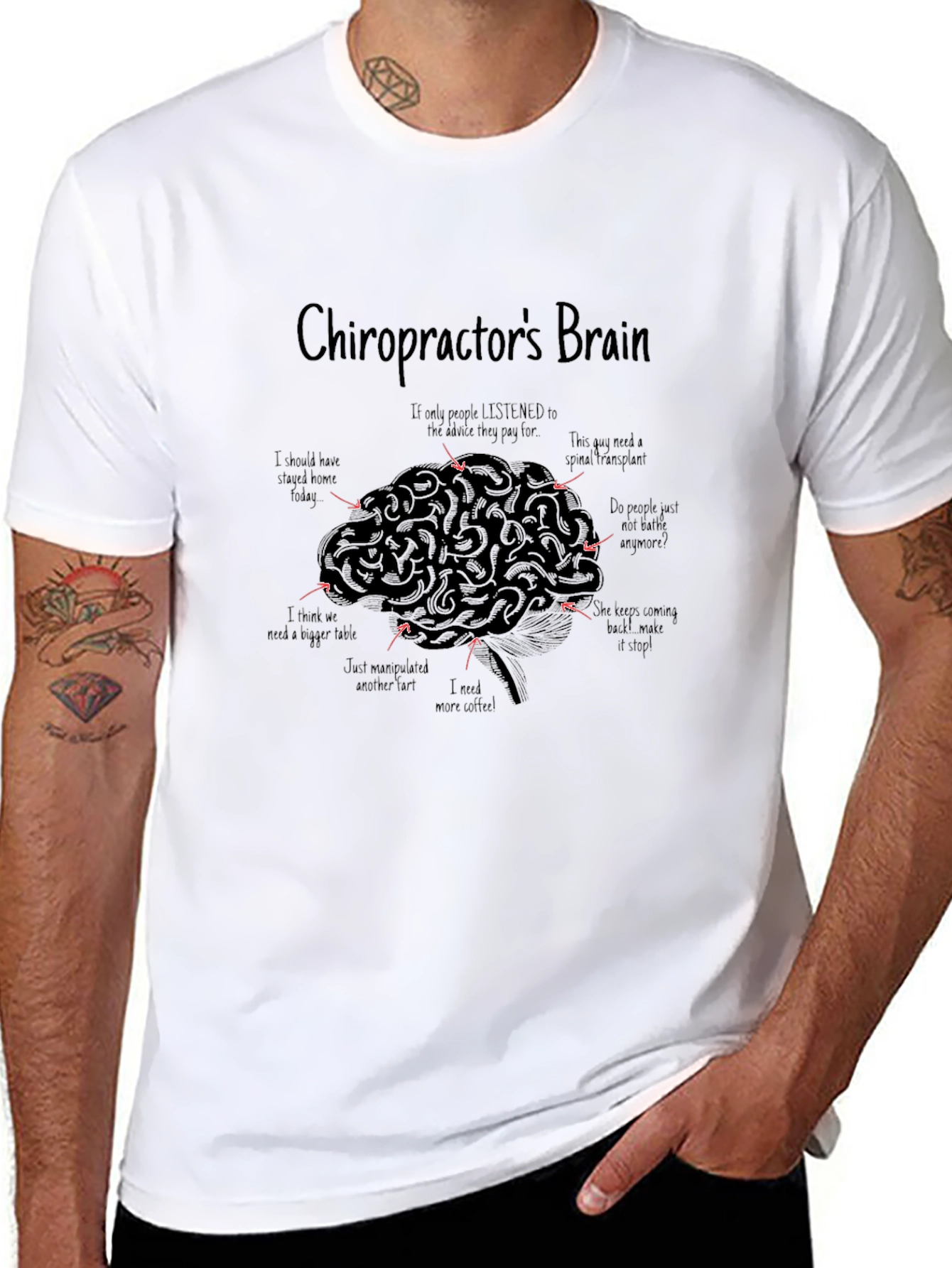 Chiropractors Brain Graphic T-Shirt - Quirky Tee