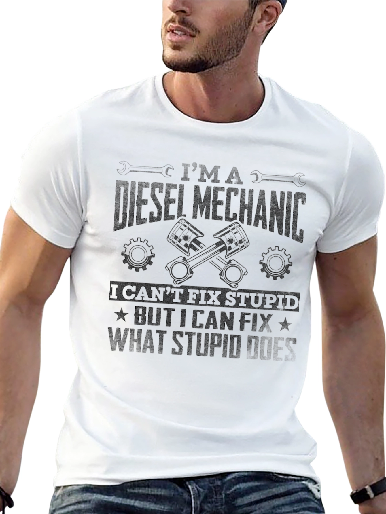 Diesel Mechanic T-Shirt - Fix What Stupid Does