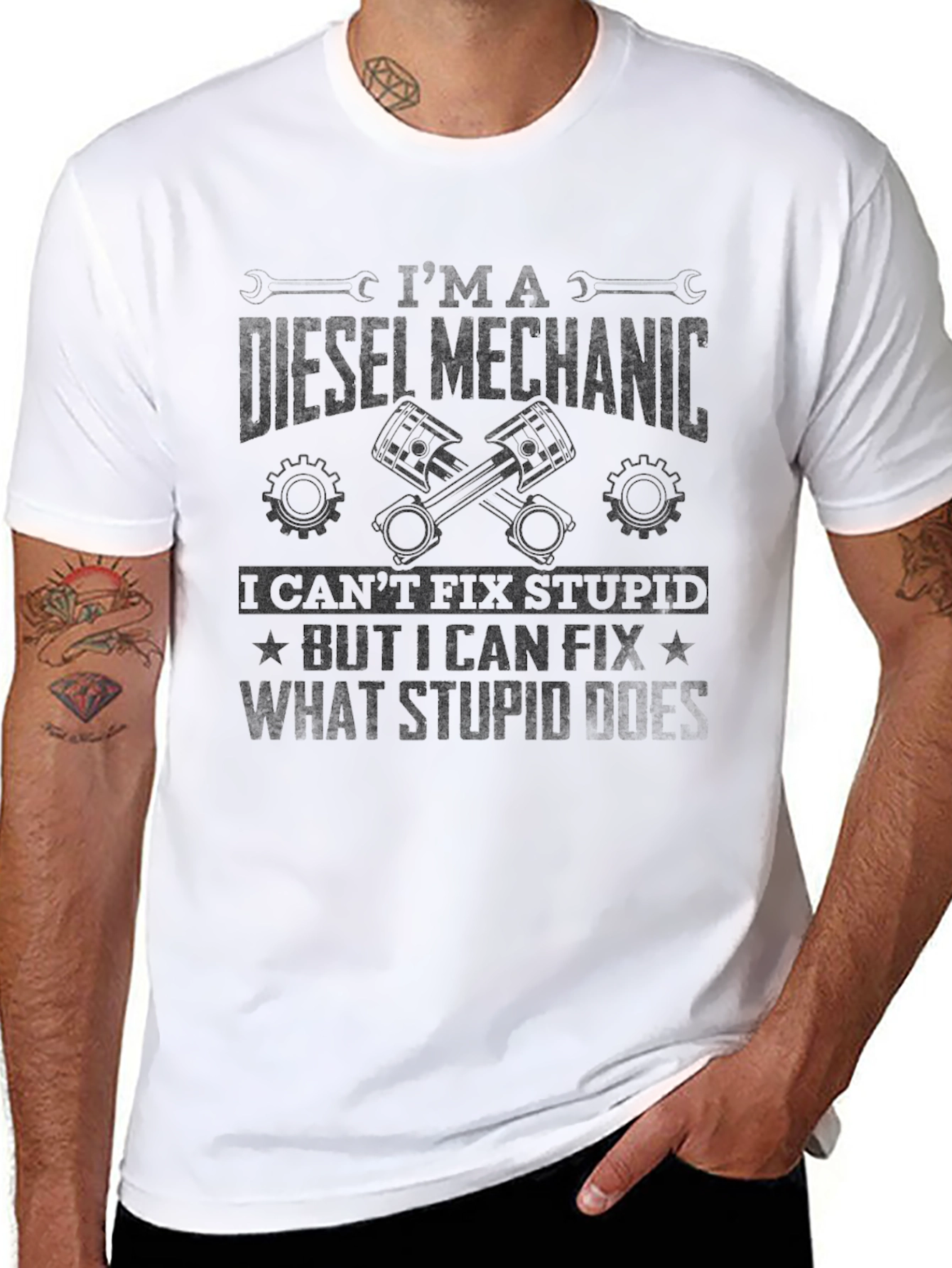 Diesel Mechanic T-Shirt - Fix What Stupid Does