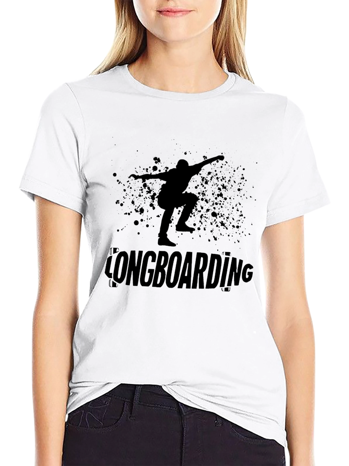 Black Longboarding T-Shirt - Skater Graphic Tee
