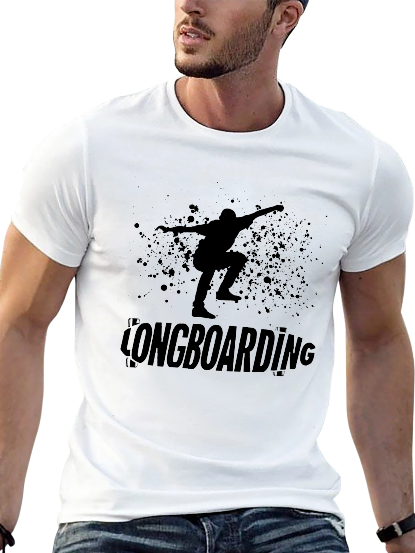 Black Longboarding T-Shirt - Skater Graphic Tee
