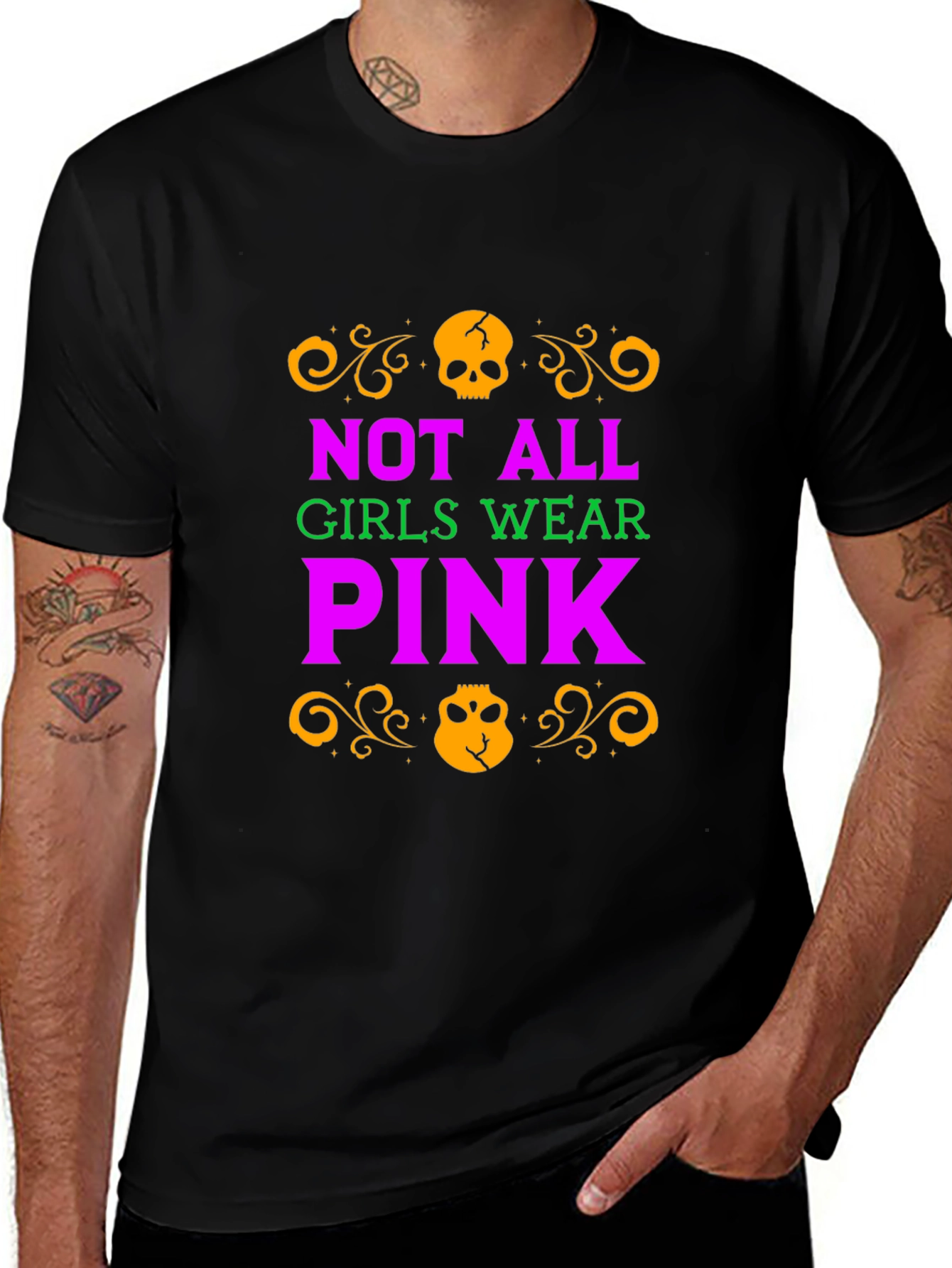Not All Girls Wear Pink Skull Graphic T-Shirt