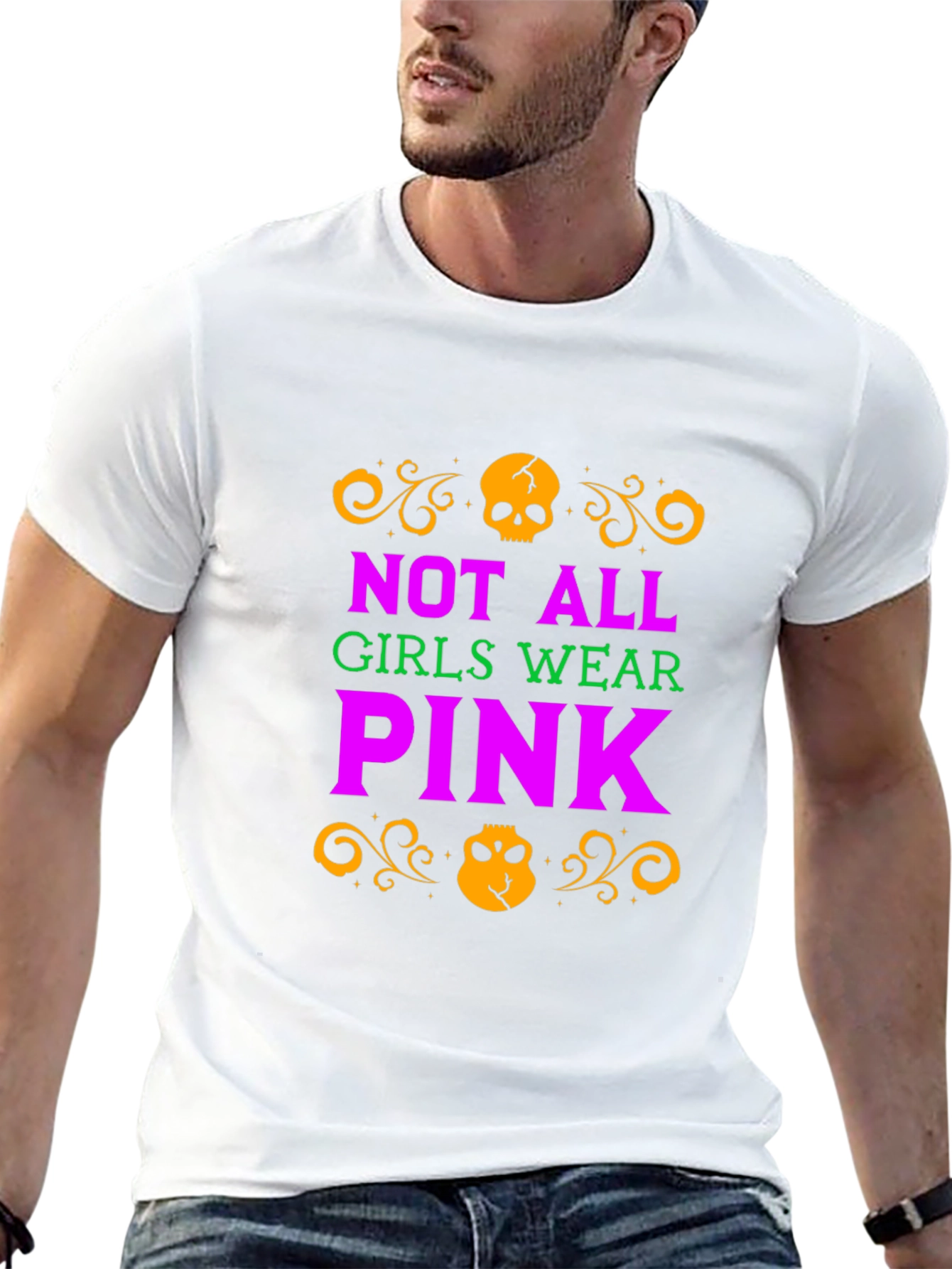 Not All Girls Wear Pink Skull Graphic T-Shirt