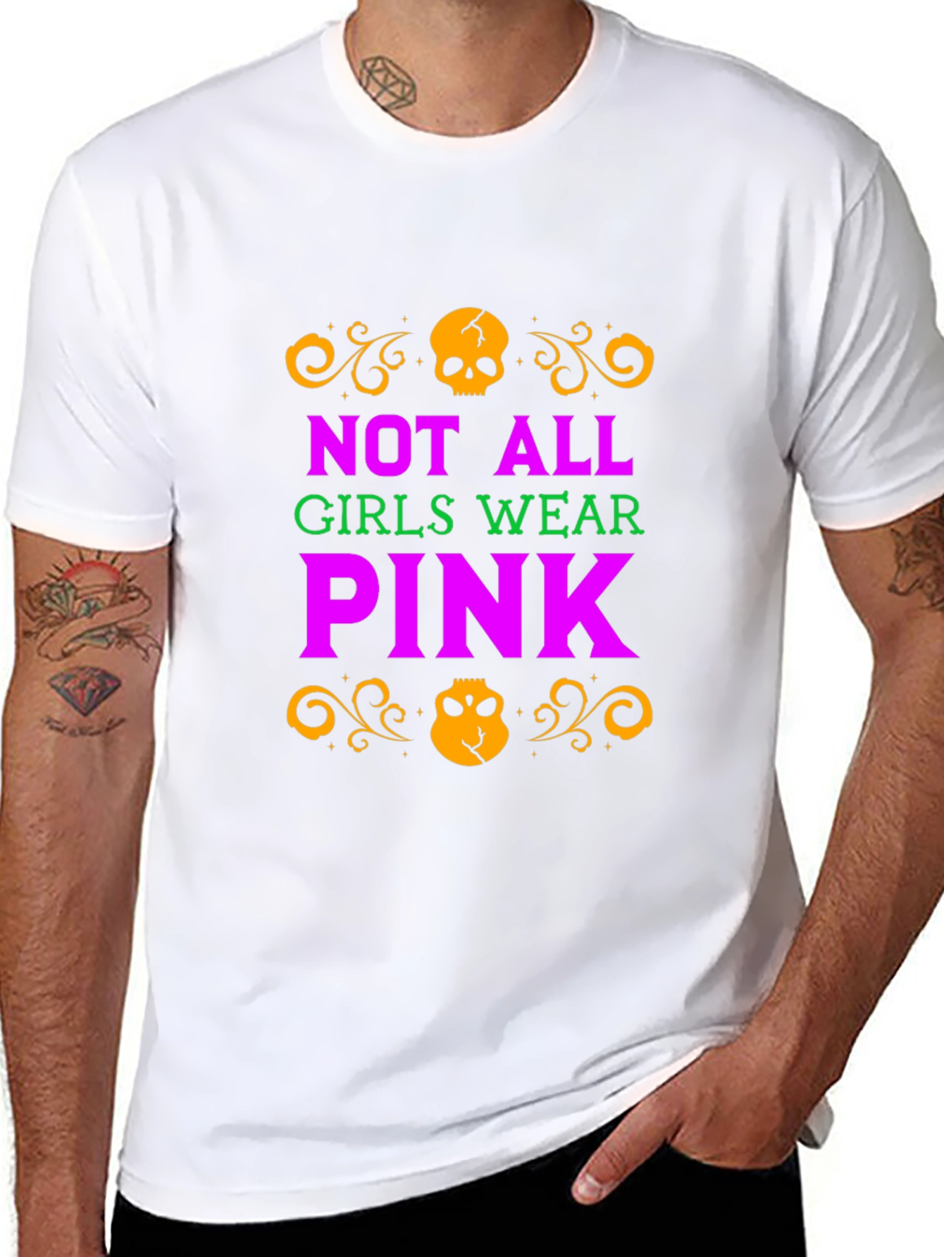 Not All Girls Wear Pink Skull Graphic T-Shirt