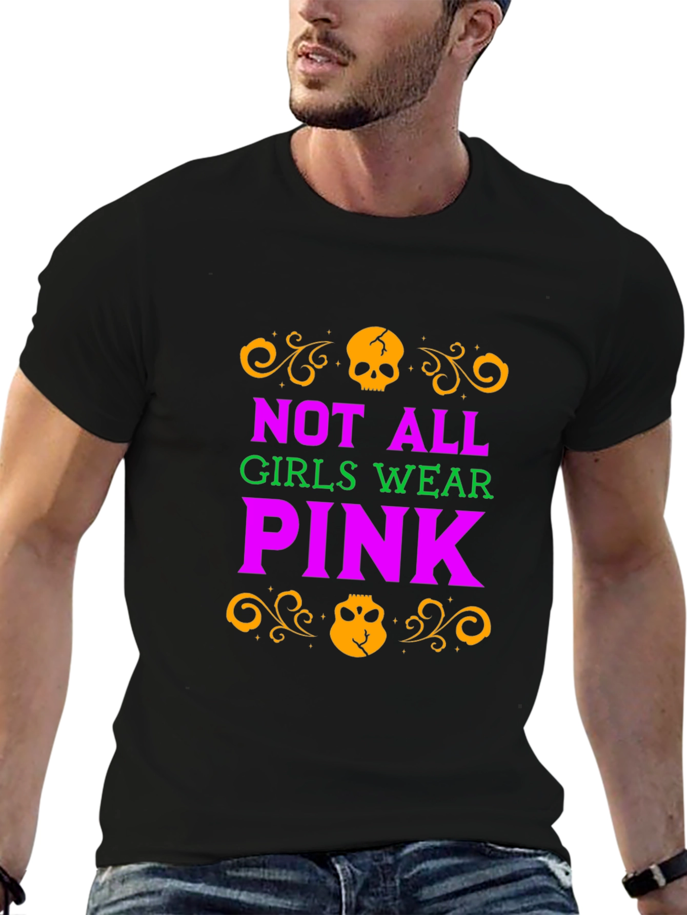 Not All Girls Wear Pink Skull Graphic T-Shirt