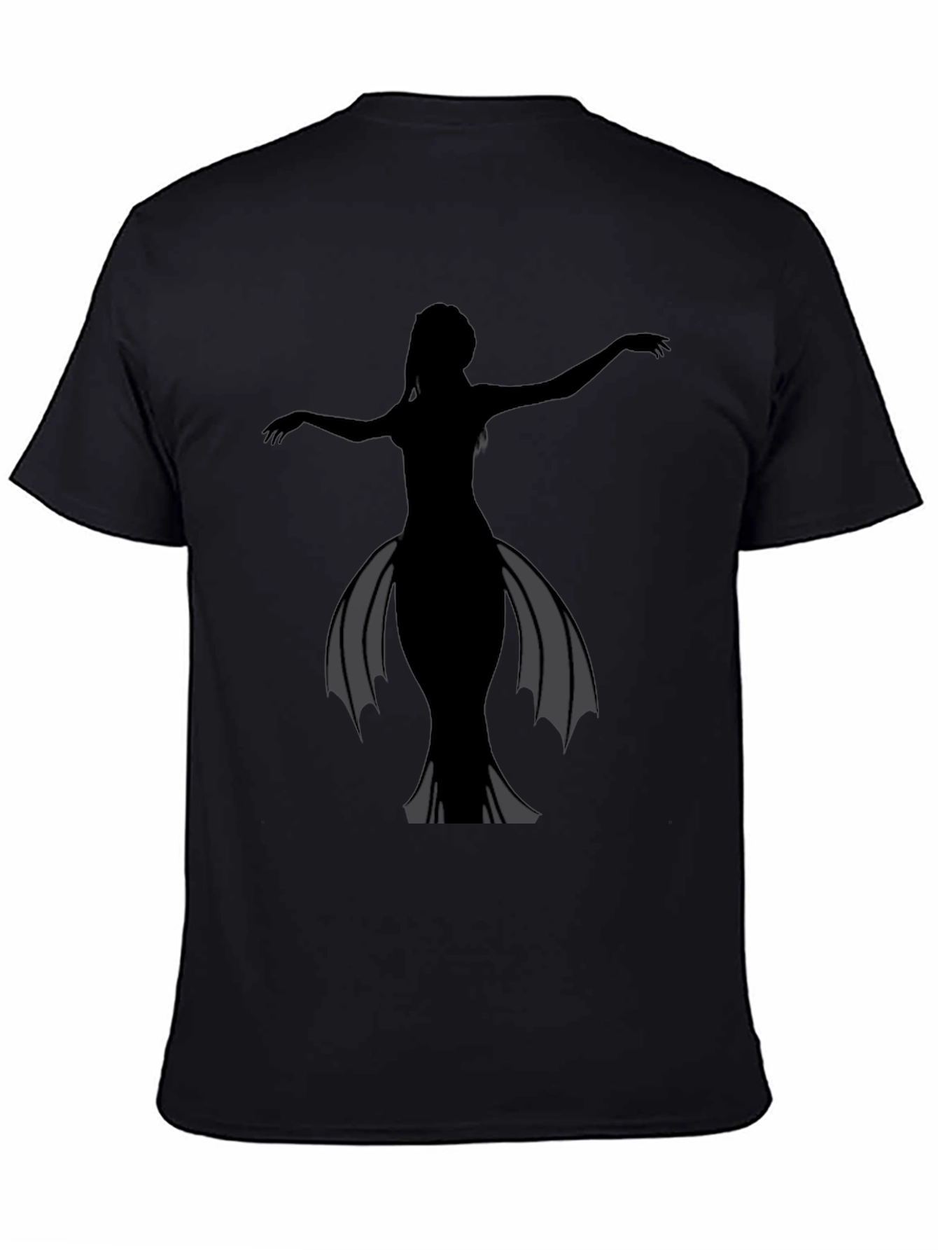 Silhouette Mermaid Graphic Tee - Black