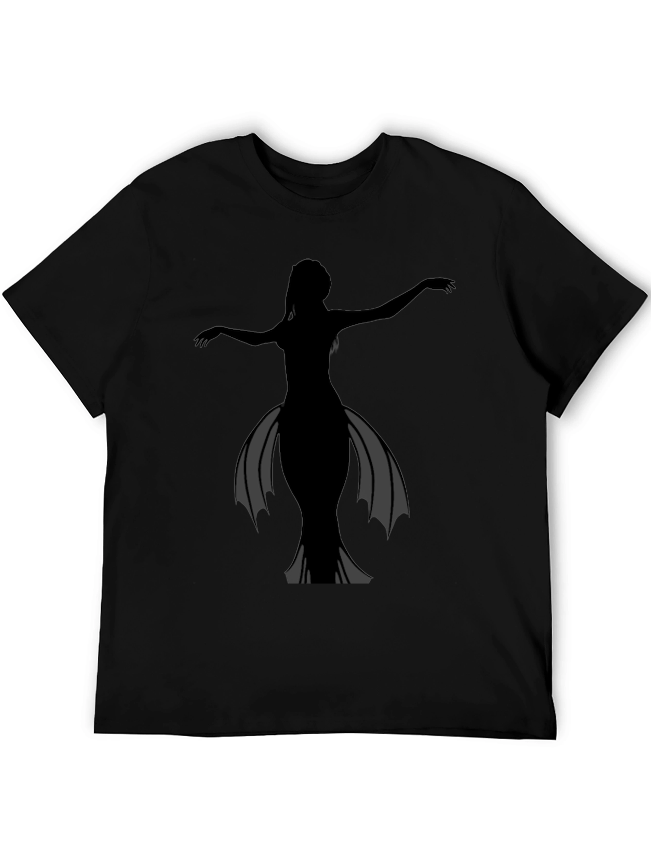 Silhouette Mermaid Graphic Tee - Black