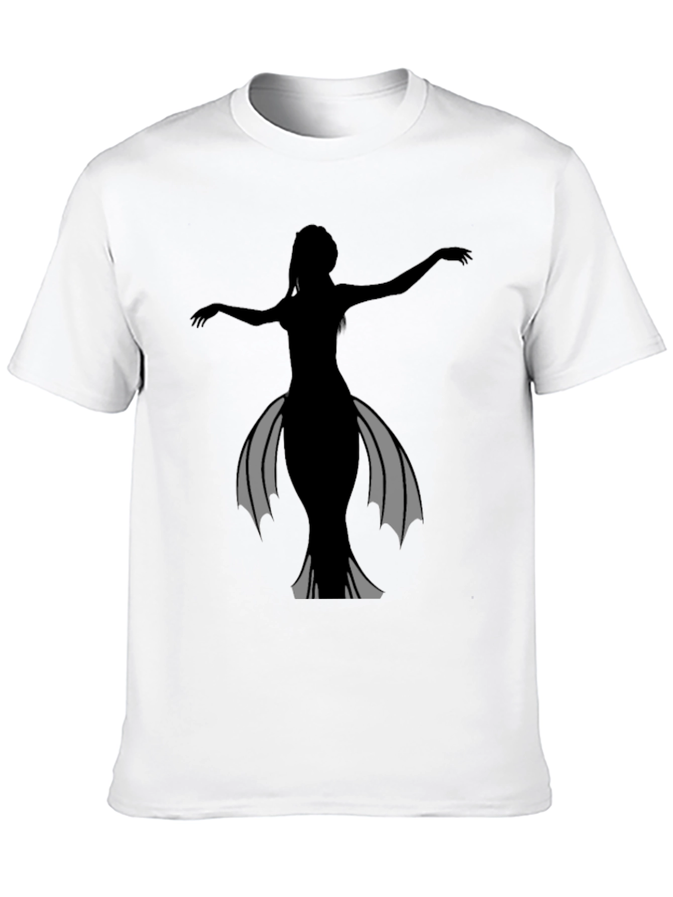 Silhouette Mermaid Graphic Tee - Black