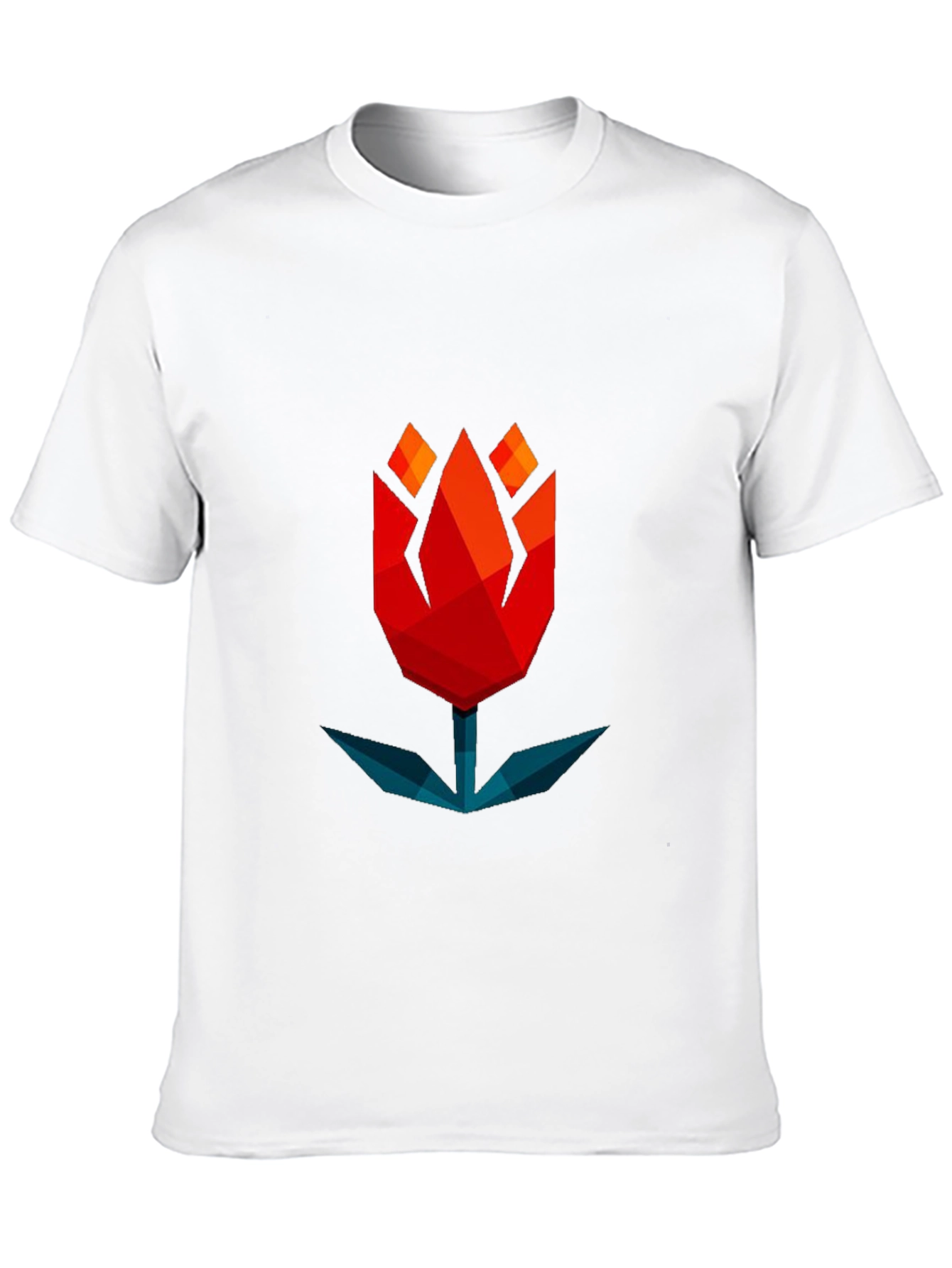 Geometric Tulip Graphic Tee - Modern Black T-Shirt