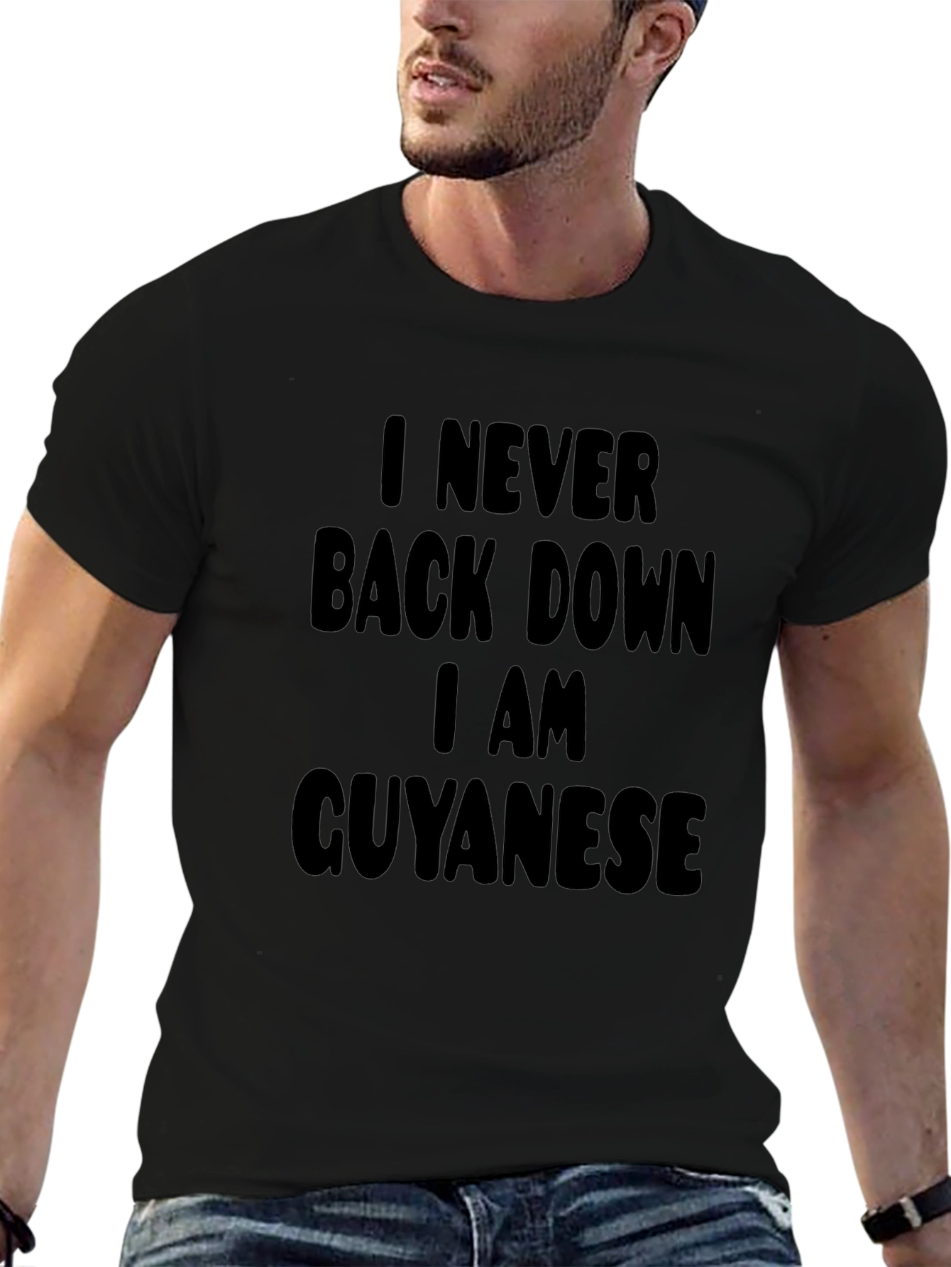 I Never Back Down Guyanese Black T-Shirt